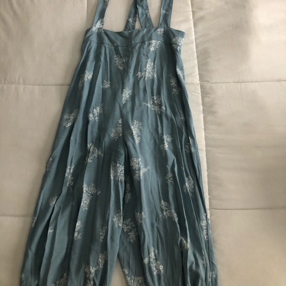 Blue Floral Overalls - Picture 3 of 4